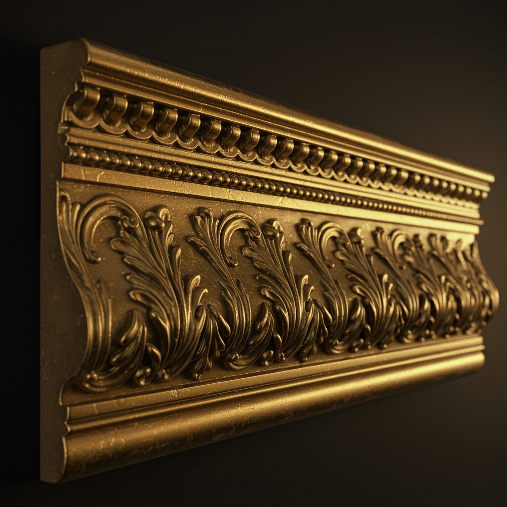 moldura imperial dorada con elaborados detalles ornamentales